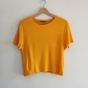 Zara cropped yellow tee
